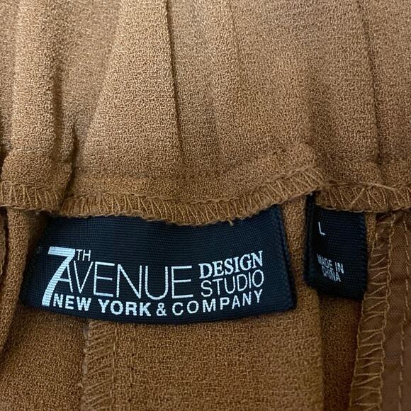 7th Avenue Women's Brown Pleated High Waisted Wide Leg Trousers Dress Pants Sz L - Picture 4 of 5